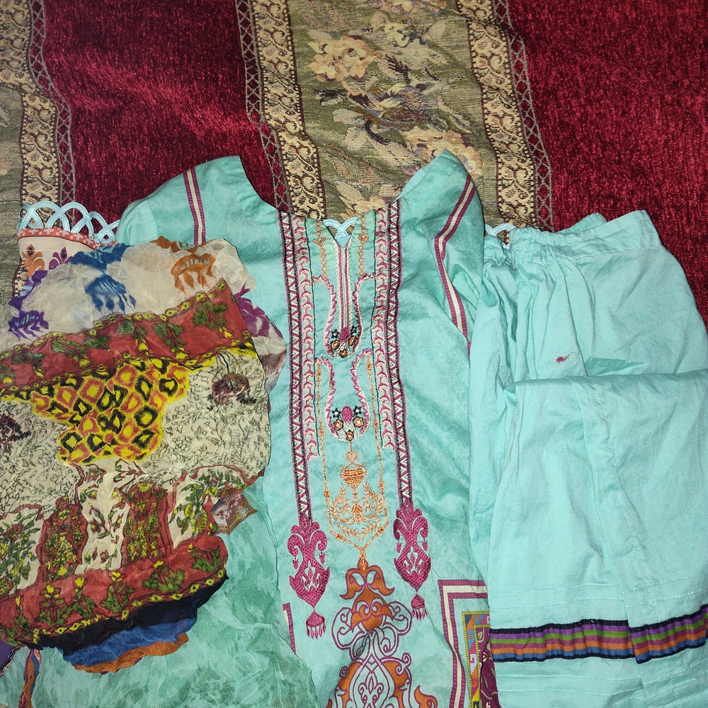 Colorful Embroidered Ethnic Kurti Set